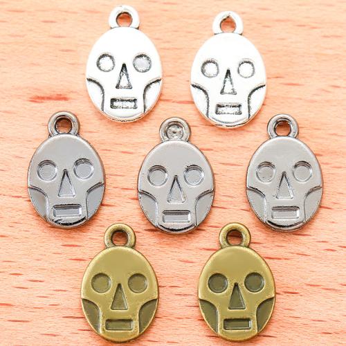 Zinc Alloy Skull Pendler, forgyldt, du kan DIY, flere farver til valg, 14x9mm, 100pc'er/Bag, Solgt af Bag