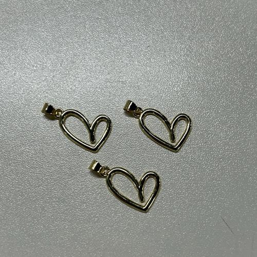 Μενταγιόν Brass Heart, Ορείχαλκος, Καρδιά, επίχρυσο, DIY & κοίλος, 13.59x21.17mm, Sold Με PC