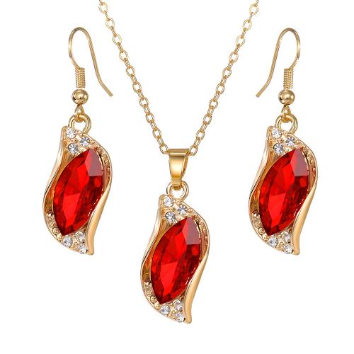 Zinc Alloy Jewelry Sets earring & necklace with Crystal 2 pieces & for woman & with rhinestone Sold By Set