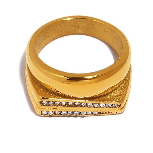 Titanium Steel Finger Ring plated Unisex & with rhinestone Sold By PC