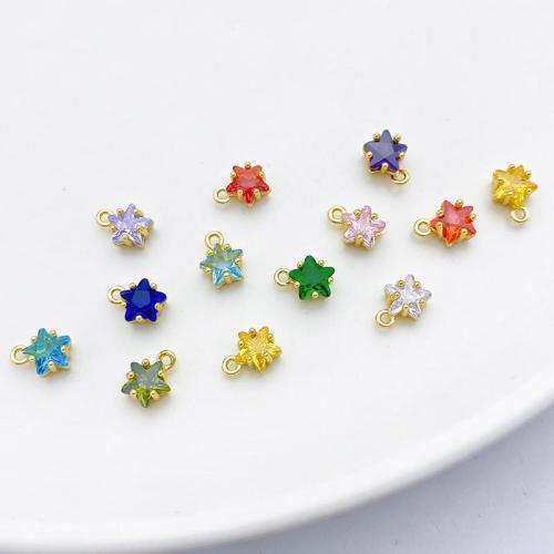 Cubic Zirconia Micro Pave Brass Pendant Star plated DIY & micro pave cubic zirconia Sold By PC