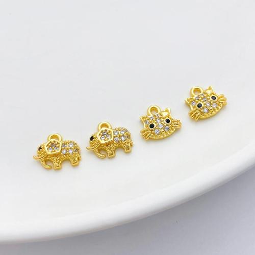 Cubic Zirconia Micro Pave Brass Pendant plated DIY & micro pave cubic zirconia gold Sold By PC