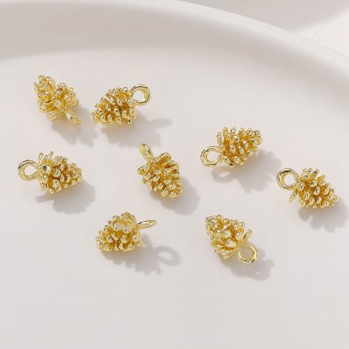 Brass Jewelry Pendants Pinecone plated DIY gold Sold By PC