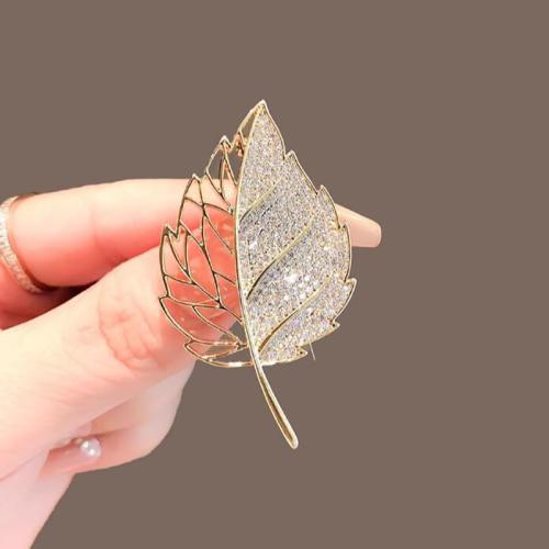 Zinc Alloy Brooches for woman & with rhinestone golden 51mm Sold By PC