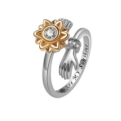 Kubieke Circonia Micro Pave Brass Ring, Messing, plated, micro pave zirconia & voor vrouw, platina kleur, Verkocht door PC