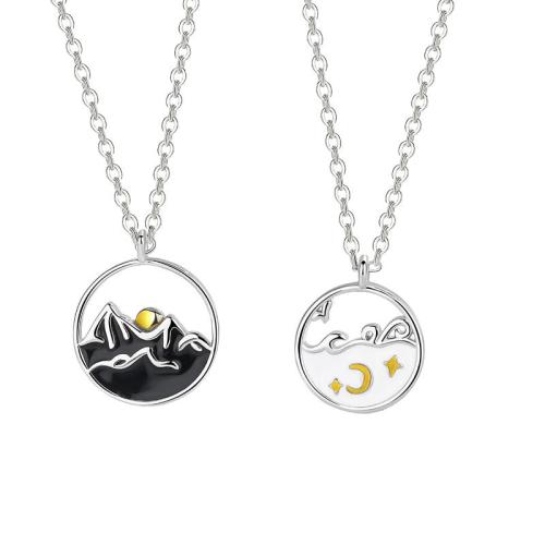 Couple Necklace Brass plated Unisex & epoxy gel platinum color Sold By PC