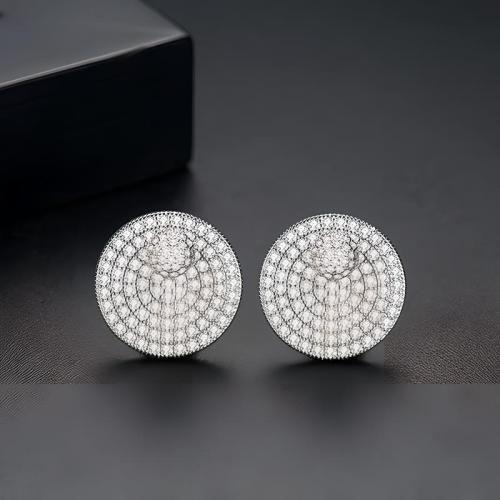 Messing Stud Earring, Runde, forgyldt, Micro Pave cubic zirconia & for kvinde, flere farver til valg, 18x18mm, Solgt af par