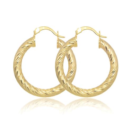 Messing Hoop Earring, 18K forgyldt, mode smykker & for kvinde, gylden, 30x4mm, Solgt af par