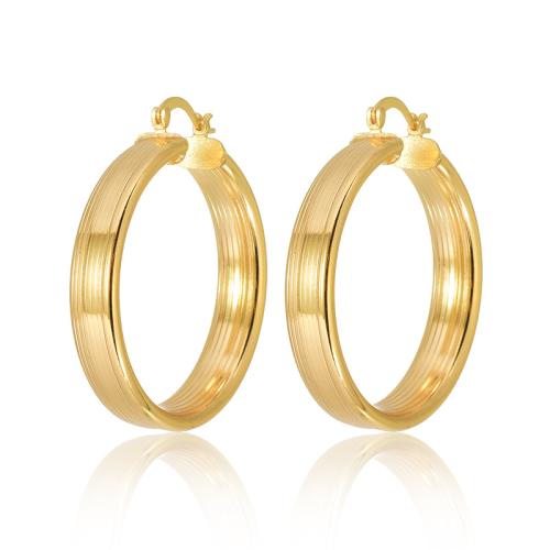 Laiton Anneau d'oreille, Plaqué or 18K, bijoux de mode & pour femme, doré, 40x7mm, Vendu par paire