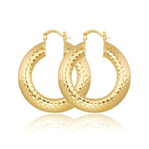 Laiton Anneau d'oreille, Plaqué or 18K, bijoux de mode & pour femme, doré, 37x8mm, Vendu par paire