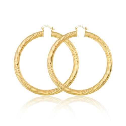 Messing Hoop Earring, 18K forgyldt, mode smykker & for kvinde, gylden, 70x5mm, Solgt af par