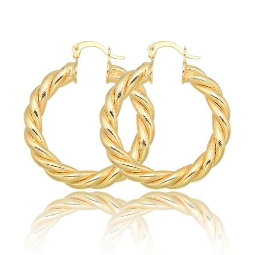 Brass Hoop Earring 18K gold plated fashion jewelry & for woman golden Sold By Pair