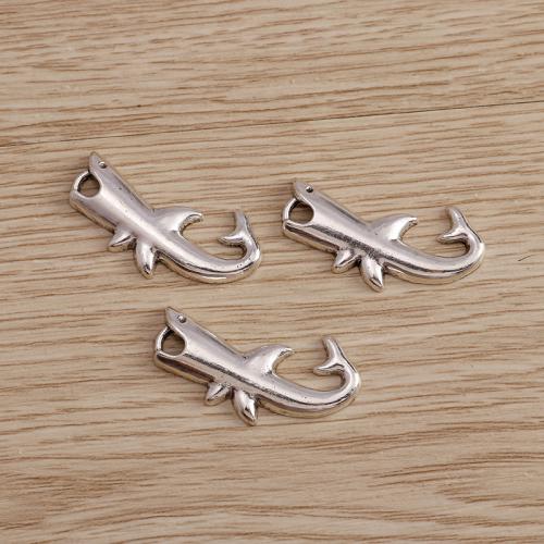 Zinc Alloy Animal Pendants Shark silver color plated DIY silver color Sold By Bag