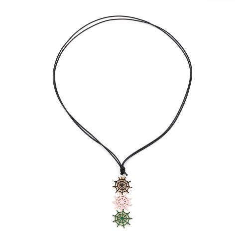 Collier Halloween, corde de cire, avec alliage de zinc, arbre de noël, Placage de couleur d'or, Réglable & Bijoux d'Halloween & pour femme & émail, Longueur Environ 130 cm, Vendu par PC