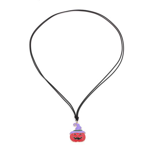 Collier Halloween, corde de cire, avec alliage de zinc, arbre de noël, Placage de couleur d'or, Réglable & Bijoux d'Halloween & pour femme & émail, Longueur Environ 130 cm, Vendu par PC