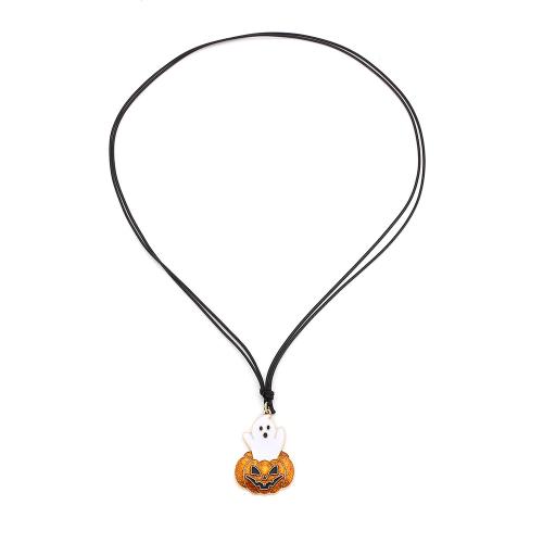 Halloween Necklace Wax Cord with Zinc Alloy Christmas Tree gold color plated Adjustable & Halloween Jewelry Gift & for woman & enamel Length Approx 130 cm Sold By PC