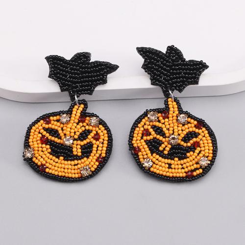 Nye Hot Halloween smykker og dekoration, Klud, med Seedbead, Halloween Design & forskellige stilarter for valg & for kvinde & med rhinestone, flere farver til valg, Solgt af par