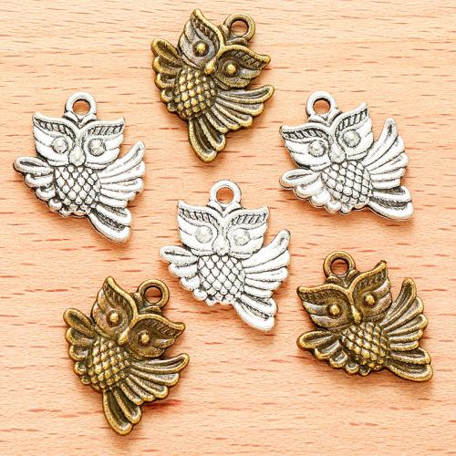 Zinc Alloy Animal Pendler, Owl, forgyldt, du kan DIY, flere farver til valg, 20x17mm, 100pc'er/Bag, Solgt af Bag