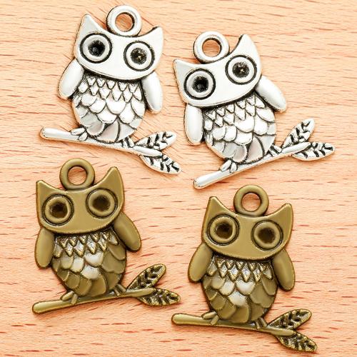 Zinc Alloy Animal Pendler, Owl, forgyldt, du kan DIY, flere farver til valg, 25x23mm, 100pc'er/Bag, Solgt af Bag