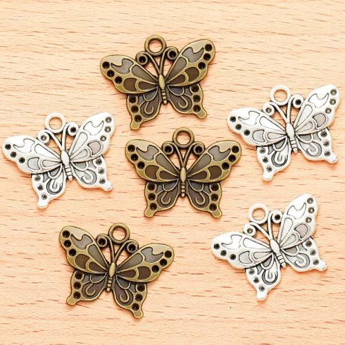 Zinc Alloy Animal Pendler, Butterfly, forgyldt, du kan DIY, flere farver til valg, 25x19mm, 100pc'er/Bag, Solgt af Bag