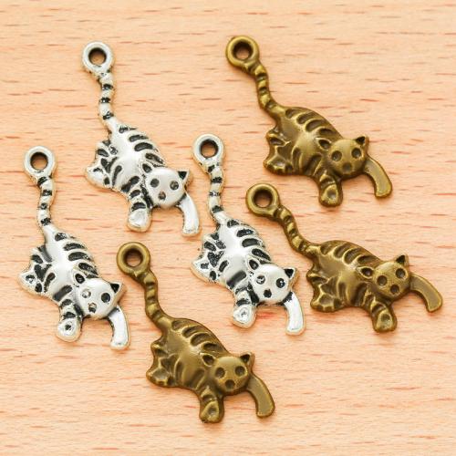 Zinc Alloy Animal Pendler, Cat, forgyldt, du kan DIY, flere farver til valg, 25x11mm, 100pc'er/Bag, Solgt af Bag