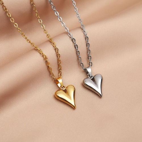 Stainless Steel Jewelry Necklace 304 Stainless Steel with 5cm extender chain Heart plated fashion jewelry Length 40 cm Sold By PC