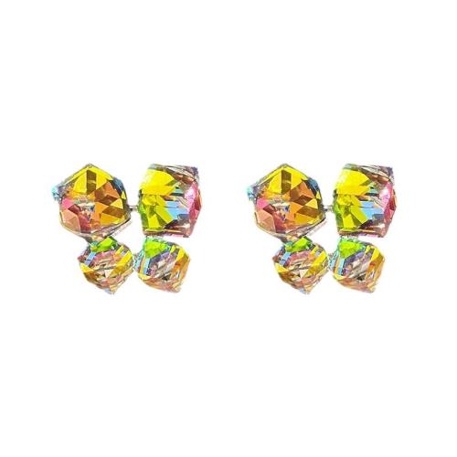 Kobberlegering Stud Earring, med Glas, forgyldt, mode smykker & for kvinde, Solgt af par