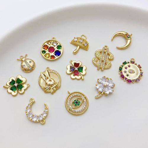 Cubic Zirconia Micro Pave bronze Pingente, cobre, banhado, DIY & Vario tipos a sua escolha & micro pavimento em zircônia cúbica, Mais cores pare escolha, vendido por PC