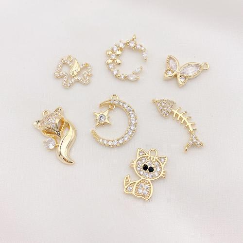 Cubic Zirconia Micro Pave bronze Pingente, cobre, banhado, DIY & Vario tipos a sua escolha & micro pavimento em zircônia cúbica, dourado, vendido por PC