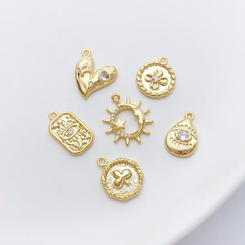 Cubic Zirconia Micro Pave bronze Pingente, cobre, banhado, DIY & Vario tipos a sua escolha & micro pavimento em zircônia cúbica, dourado, vendido por PC