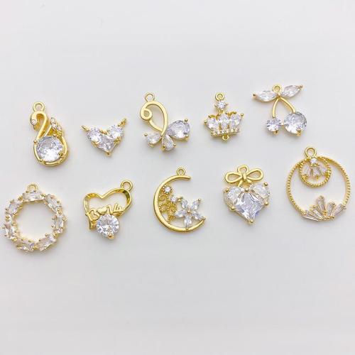 Cubic Zirconia Micro Pave bronze Pingente, cobre, banhado, DIY & Vario tipos a sua escolha & micro pavimento em zircônia cúbica, dourado, vendido por PC