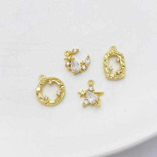 Cúbicos Circonia Colgante Latón Micro pavimenta, metal, chapado, Bricolaje & diferentes estilos para la opción & micro arcilla de zirconia cúbica, dorado, Vendido por UD