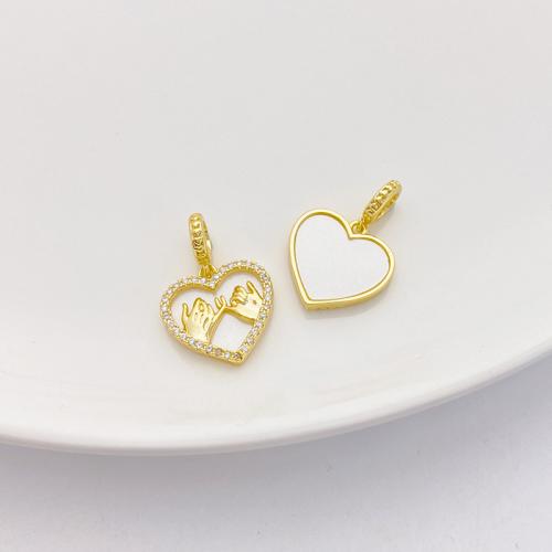 Cubic Zirconia Micro Pave bronze Pingente, cobre, with concha, banhado, DIY & Vario tipos a sua escolha & micro pavimento em zircônia cúbica, dourado, vendido por PC