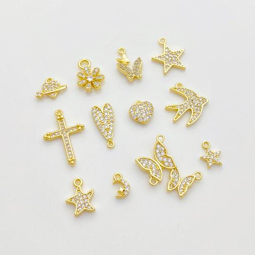 Cubic Zirconia Micro Pave bronze Pingente, cobre, banhado, DIY & Vario tipos a sua escolha & micro pavimento em zircônia cúbica, dourado, vendido por PC