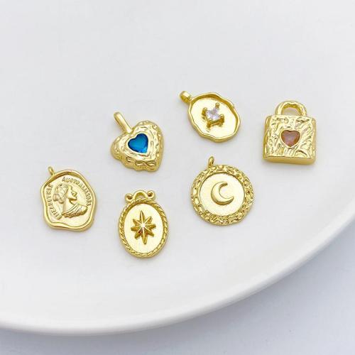 Cubic Zirconia Micro Pave bronze Pingente, cobre, banhado, DIY & Vario tipos a sua escolha & micro pavimento em zircônia cúbica, dourado, vendido por PC