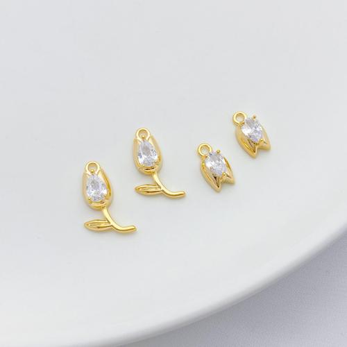 Cubic Zirconia Micro Pave Brass Pendant plated DIY & micro pave cubic zirconia gold Sold By PC