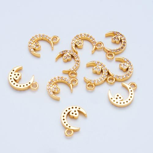 Cubic Zirconia Micro Pave Brass Pendant plated DIY & micro pave cubic zirconia gold 10mm Sold By PC