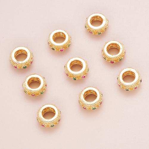 Brass Spacer Beads plated DIY & micro pave cubic zirconia gold Sold By PC