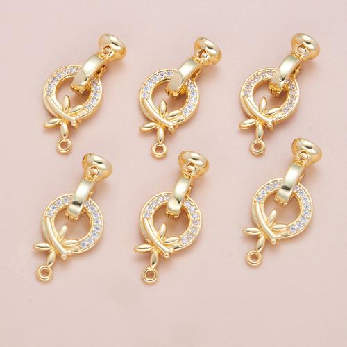 Brass Jewelry Clasps plated DIY & micro pave cubic zirconia gold 20mm Sold By PC