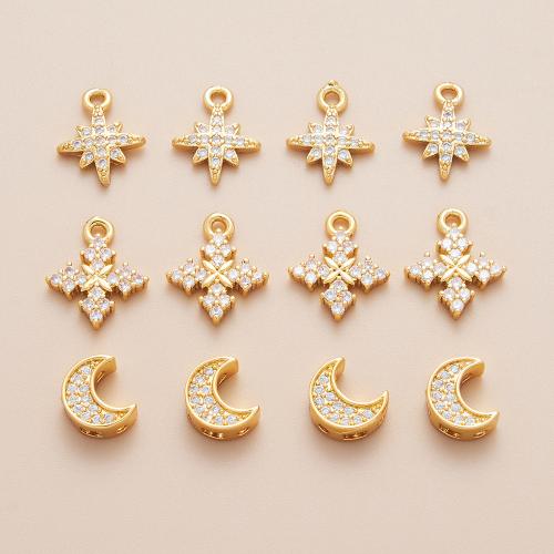 Cúbicos Circonia Colgante Latón Micro pavimenta, metal, chapado, Bricolaje & diferentes estilos para la opción & micro arcilla de zirconia cúbica, dorado, Vendido por UD