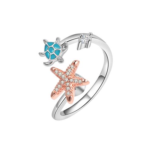 Kubieke Circonia Micro Pave Brass Ring, Messing, plated, micro pave zirconia & voor vrouw, platina kleur, Verkocht door PC