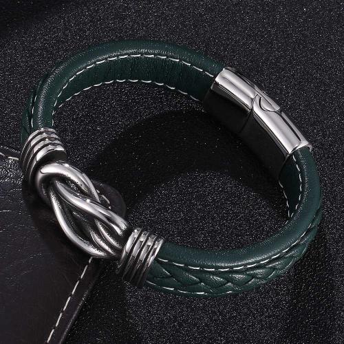 PU Leather Cord Bracelets 304 Stainless Steel with Microfiber PU plated Unisex Sold By PC