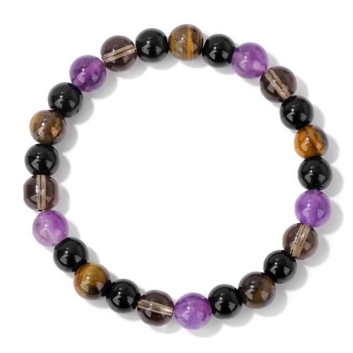 Natural Tiger Eye Bracelets with Crystal handmade Unisex mixed colors Sold By PC