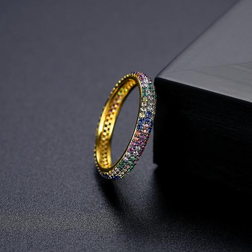 Messing Finger Ring, gold plated, verschillende grootte voor keus & micro pave zirconia & voor vrouw, Maat:6-9, Verkocht door PC