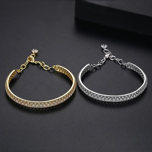 Cubic Zirconia Micro Pave Brass Bracelet plated micro pave cubic zirconia & for woman Length Approx 6.7 Inch Sold By PC