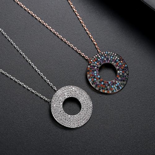 cobre colar, with 2inch extender chain, Rosca, banhado, micro pavimento em zircônia cúbica & para mulher & vazio, Mais cores pare escolha, comprimento Aprox 15.7 inchaltura, vendido por PC