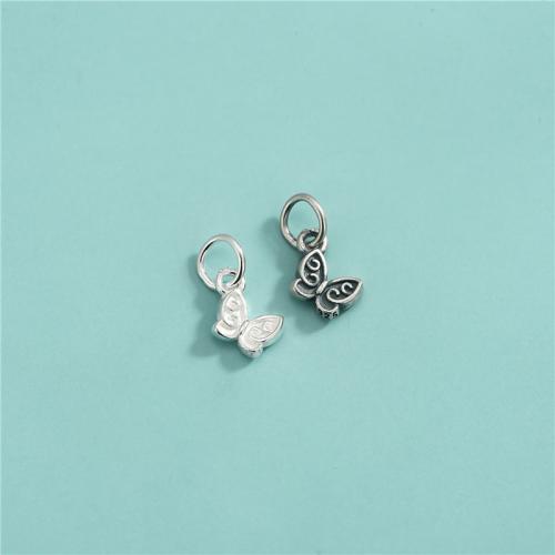 925 Sterling Sølv vedhæng, Butterfly, du kan DIY, flere farver til valg, 6.50x5mm, Solgt af PC