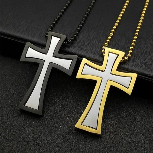 Stainless Steel Jewelry Necklace 304 Stainless Steel Cross Vacuum Ion Plating fashion jewelry & Unisex Length Approx 60 cm Sold By PC