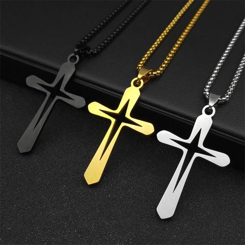 Stainless Steel Jewelry Necklace 304 Stainless Steel Cross fashion jewelry & Unisex Length Approx 60 cm Sold By PC