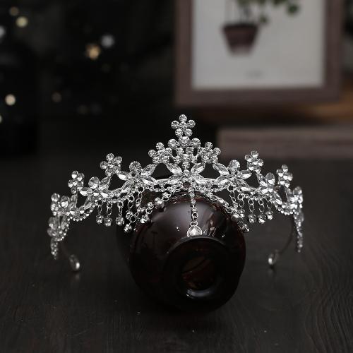 Tiaras, liga de zinco, joias de moda & para mulher & com strass, prateado, vendido por PC